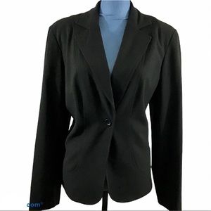 Size 12 Rayon Blend Workwear Black Blazer Jacket